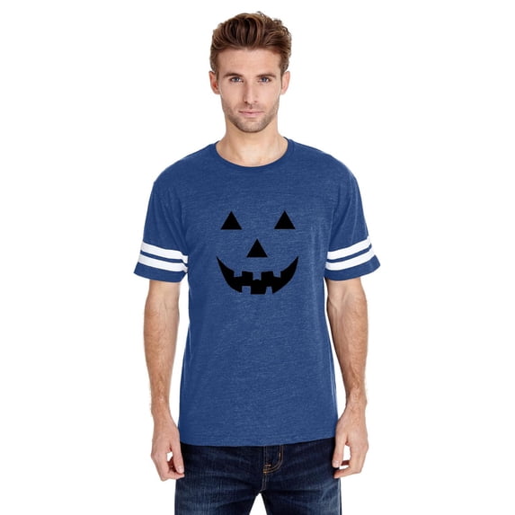 MmF - Mens Football Fine Jersey T-shirts - Halloween Halloween Pumpkin Face in Black