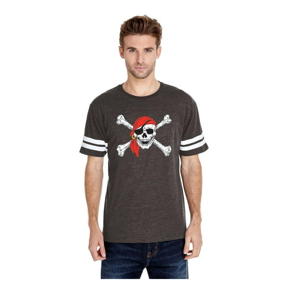 MmF - Mens Football Fine Jersey T-shirts - Halloween Jolly Roger Skull Crossbones