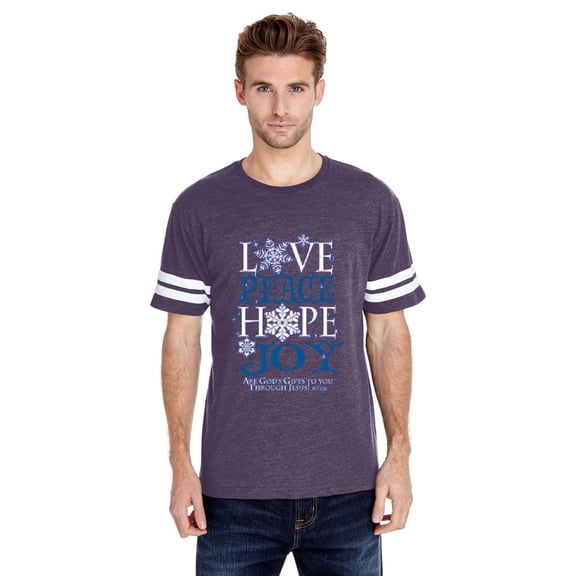 MmF - Mens Football Fine Jersey T-shirts - PEACE HOPE LOVE JOY