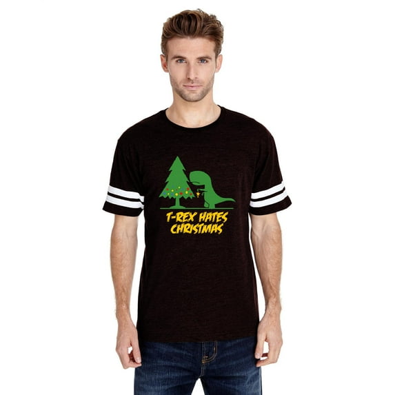 MmF - Mens Football Fine Jersey T-shirts - XMAS DINOSAUR