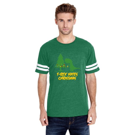 MmF - Mens Football Fine Jersey T-shirts - XMAS DINOSAUR