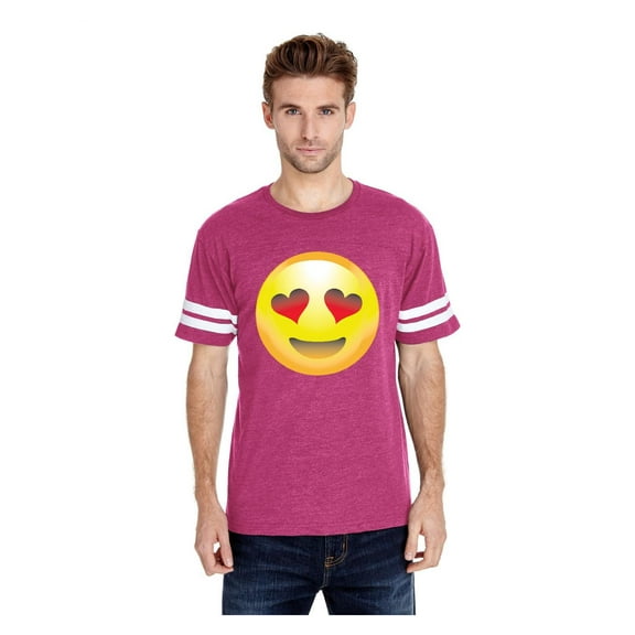 MmF - Mens Football Fine Jersey T-shirts, up to Size 3XL - Emoji Heart-Shaped Eyes