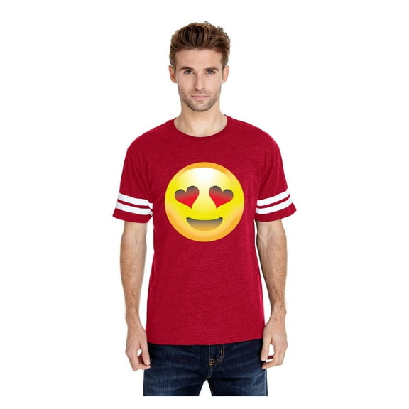 MmF - Mens Football Fine Jersey T-shirts, up to Size 3XL - Emoji Heart-Shaped Eyes