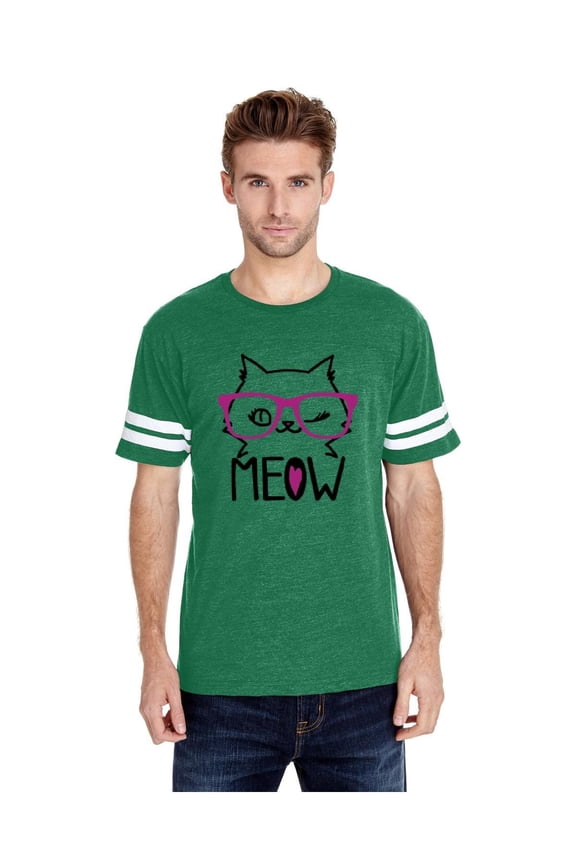 MmF - Mens Football Fine Jersey T-shirts, up to Size 3XL - Meow Cute Cat Kitty