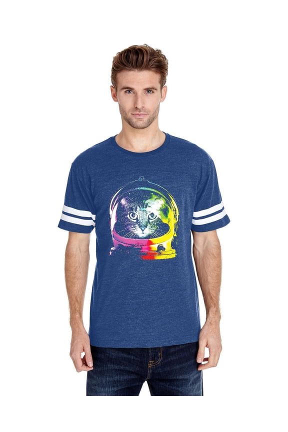 MmF - Mens Football Fine Jersey T-shirts, up to Size 3XL - Space Cat