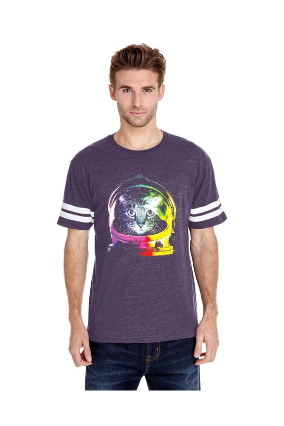 MmF - Mens Football Fine Jersey T-shirts, up to Size 3XL - Space Cat