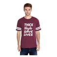 thumbnail image 1 of MmF - Mens Football Fine Jersey T-shirts, up to Size 3XL - Thick Thighs Save Lives, 1 of 5