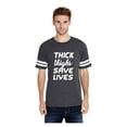 thumbnail image 1 of MmF - Mens Football Fine Jersey T-shirts, up to Size 3XL - Thick Thighs Save Lives, 1 of 5