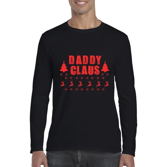 MmF - Mens Long Sleeve T-Shirts - Christmas Daddy Claus in Red