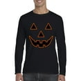 thumbnail image 1 of MmF - Mens Long Sleeve T-Shirts - Halloween Jack O' Lantern Pumpkin Face, 1 of 5