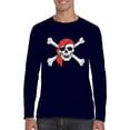 thumbnail image 1 of MmF - Mens Long Sleeve T-Shirts - Halloween Jolly Roger Skull Crossbones, 1 of 5