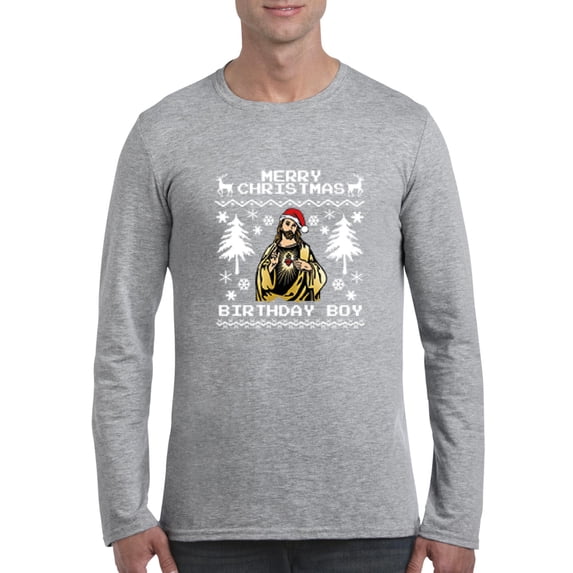MmF - Mens Long Sleeve T-Shirts - MERRY XMAS FROM JESUS