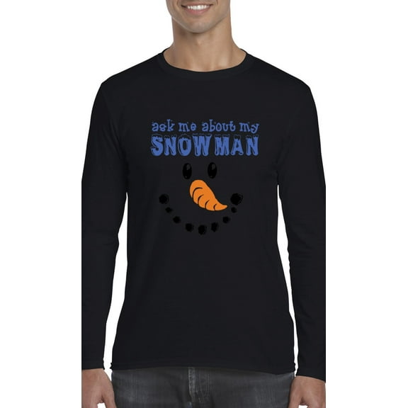 MmF - Mens Long Sleeve T-Shirts - MY XMAS SNOWMAN FLIP UP