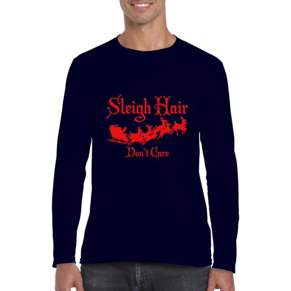 MmF - Mens Long Sleeve T-Shirts - SLEIGH HAIR DON'T CARE