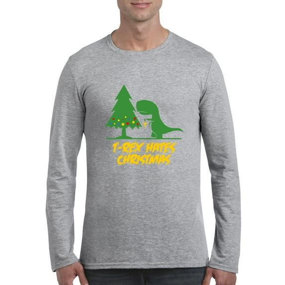 MmF - Mens Long Sleeve T-Shirts - XMAS DINOSAUR