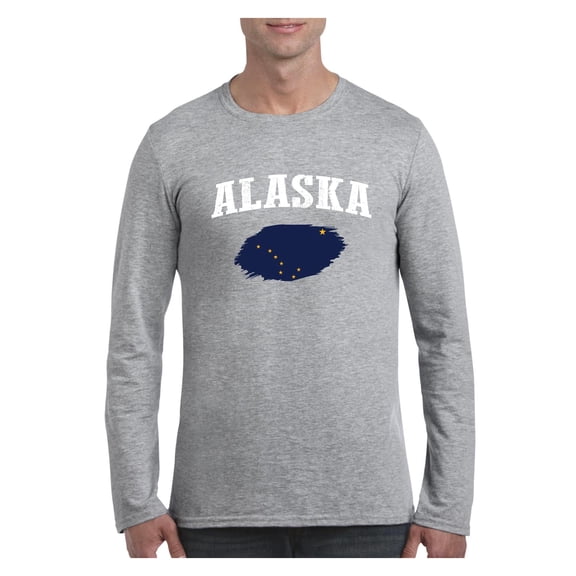 MmF - Mens Long Sleeve T-Shirts, up to Size 5XL - Alaska Flag