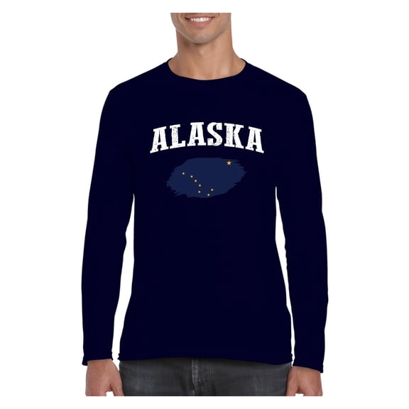 MmF - Mens Long Sleeve T-Shirts, up to Size 5XL - Alaska Flag