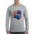 thumbnail image 1 of MmF - Mens Long Sleeve T-Shirts, up to Size 5XL - American Flag 4th of July Kitty, 1 of 4
