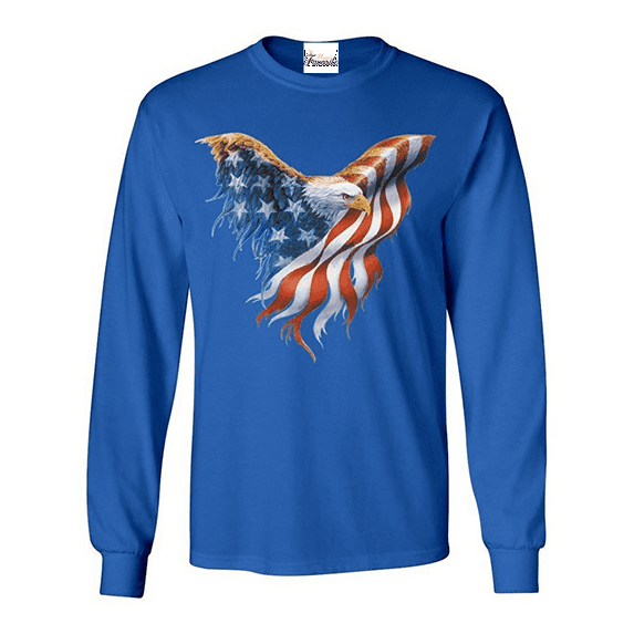 MmF - Mens Long Sleeve T-Shirts, up to Size 5XL - American Flag 4th of July
