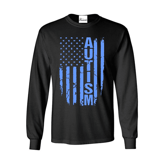 MmF - Mens Long Sleeve T-Shirts, up to Size 5XL - Autism Flag