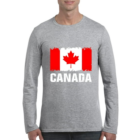 MmF - Mens Long Sleeve T-Shirts, up to Size 5XL - Canada Flag