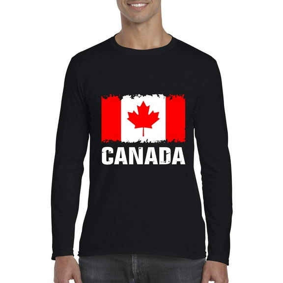 MmF - Mens Long Sleeve T-Shirts, up to Size 5XL - Canada Flag