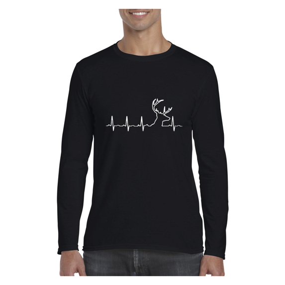 MmF - Mens Long Sleeve T-Shirts, up to Size 5XL - Deer Heartbeat