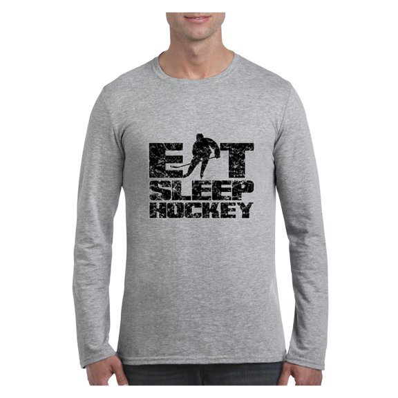MmF - Mens Long Sleeve T-Shirts, up to Size 5XL - Eat Sleep Hockey