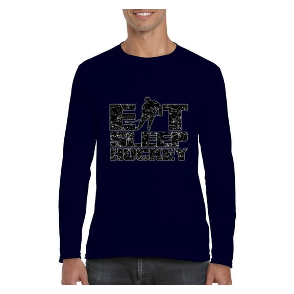 MmF - Mens Long Sleeve T-Shirts, up to Size 5XL - Eat Sleep Hockey