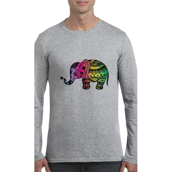 MmF - Mens Long Sleeve T-Shirts, up to Size 5XL - Elephant