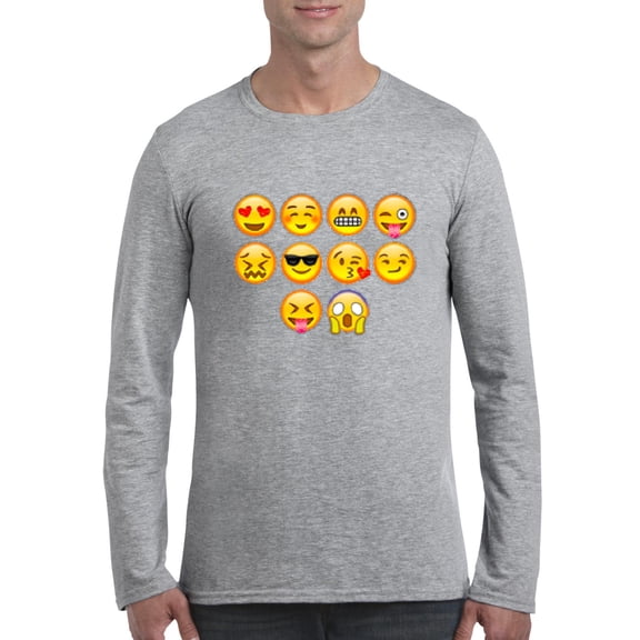 MmF - Mens Long Sleeve T-Shirts, up to Size 5XL - Emoji Entourage