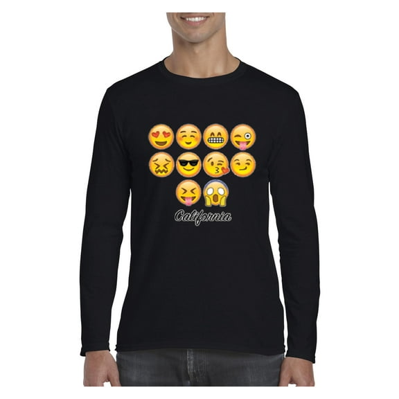 MmF - Mens Long Sleeve T-Shirts, up to Size 5XL - Emoji Entourage