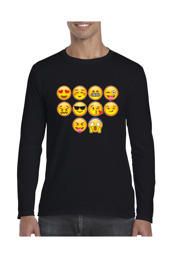MmF - Mens Long Sleeve T-Shirts, up to Size 5XL - Emoji Entourage