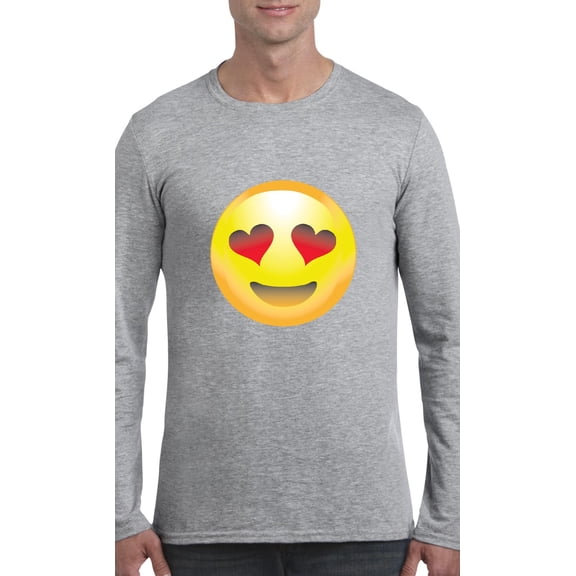 MmF - Mens Long Sleeve T-Shirts, up to Size 5XL - Emoji Heart-Shaped Eyes