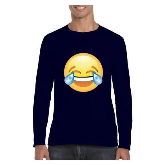 MmF - Mens Long Sleeve T-Shirts, up to Size 5XL - Emoji Laughing Tears