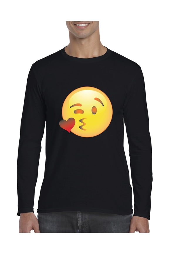 MmF - Mens Long Sleeve T-Shirts, up to Size 5XL - Emoji Winky Face