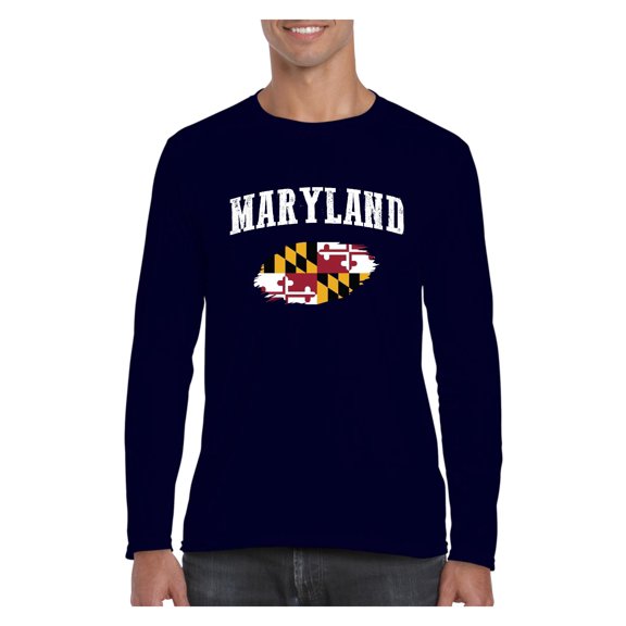 MmF - Mens Long Sleeve T-Shirts, up to Size 5XL - Maryland Flag