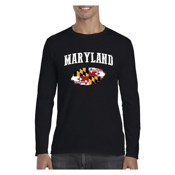 MmF - Mens Long Sleeve T-Shirts, up to Size 5XL - Maryland Flag