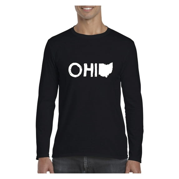 MmF - Mens Long Sleeve T-Shirts, up to Size 5XL - Ohio Map