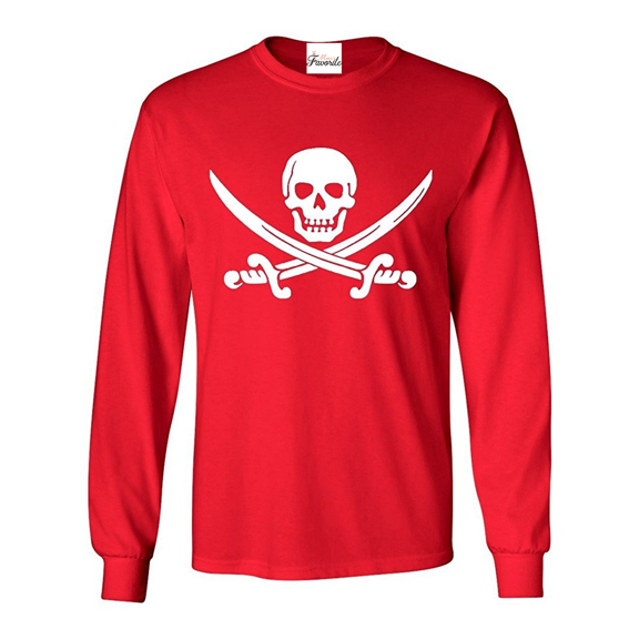 MmF - Mens Long Sleeve T-Shirts, up to Size 5XL - Pirate Flag