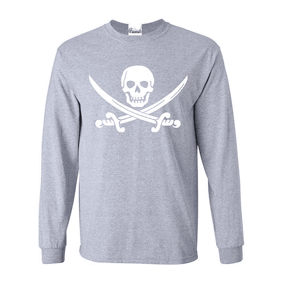 MmF - Mens Long Sleeve T-Shirts, up to Size 5XL - Pirate Flag