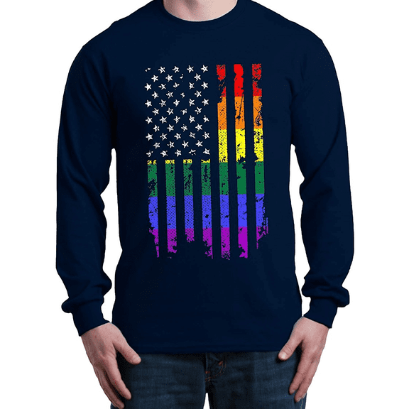 MmF - Mens Long Sleeve T-Shirts, up to Size 5XL - Rainbow Flag
