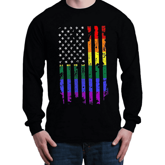 MmF - Mens Long Sleeve T-Shirts, up to Size 5XL - Rainbow Flag
