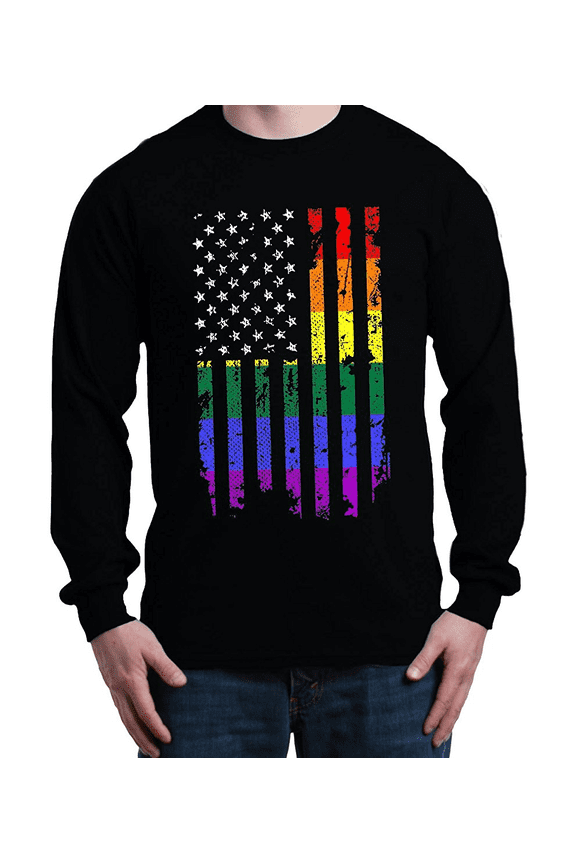 MmF - Mens Long Sleeve T-Shirts, up to Size 5XL - Rainbow Flag