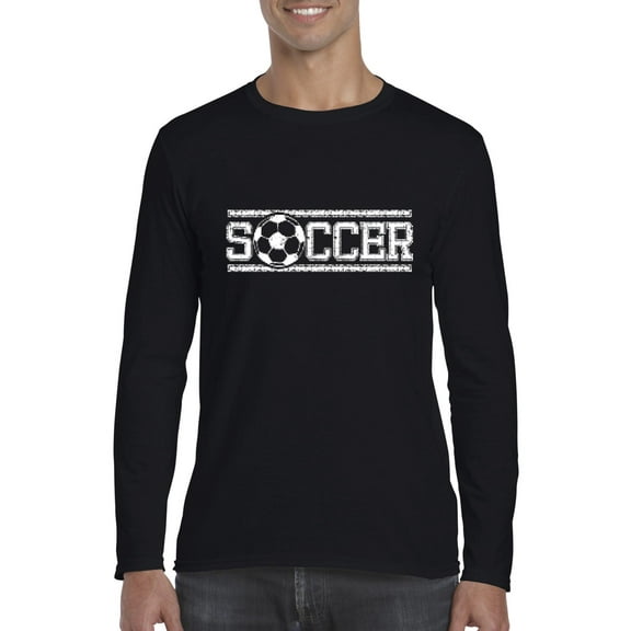 MmF - Mens Long Sleeve T-Shirts, up to Size 5XL - Soccer With Ball