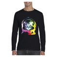 thumbnail image 1 of MmF - Mens Long Sleeve T-Shirts, up to Size 5XL - Space Cat, 1 of 4