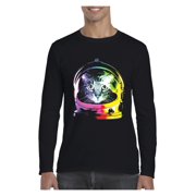 MmF - Mens Long Sleeve T-Shirts, up to Size 5XL - Space Cat