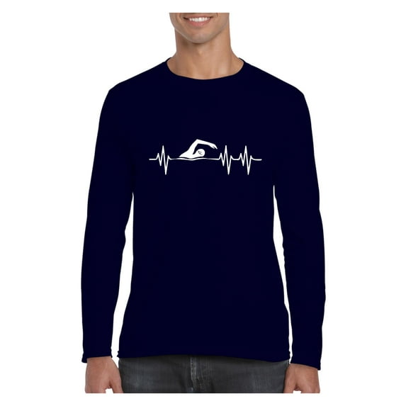 MmF - Mens Long Sleeve T-Shirts, up to Size 5XL - Swimming Swimmer
