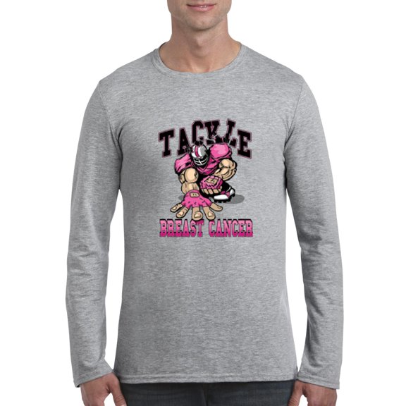 MmF - Mens Long Sleeve T-Shirts, up to Size 5XL - Tackle Breast Cancer