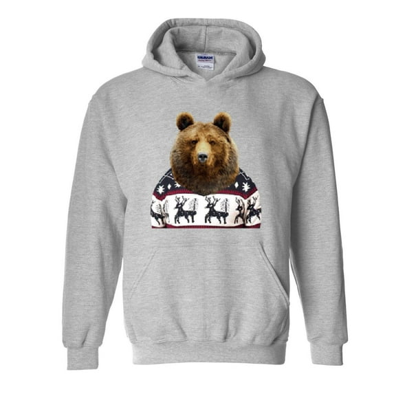 MmF - Mens Plus Sweatshirts and Hoodies - BEAR IN XMAS UGLY SWEATER